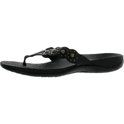 Vionic Starley Womens Leather Slip On Flip-flops In Black