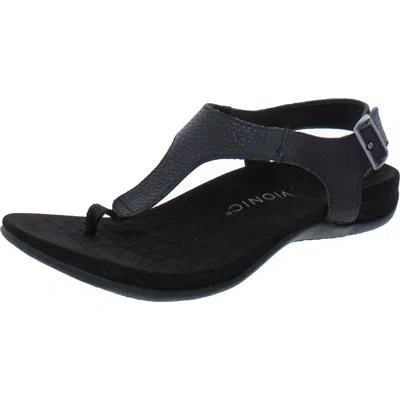 Vionic Terra Womens Leather Thong Slingback Sandals In Black