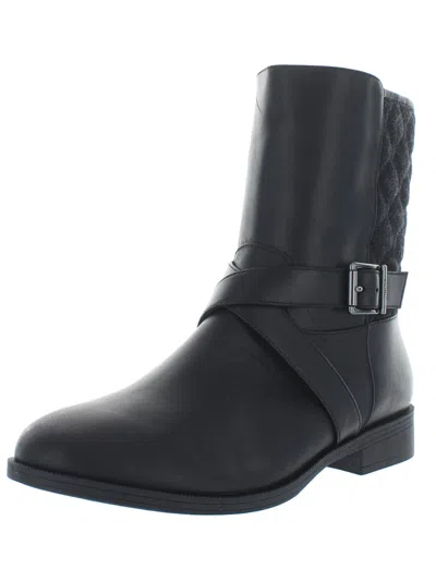 Vionic Thea Womens Leather Quilted Ankle Boots In Black