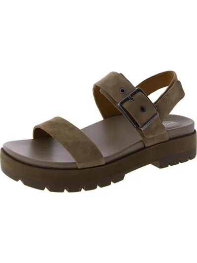 Vionic Torrance Womens Suede Ankle Strap Slingback Sandals In Brown