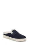 Vionic Uptown Faux Shearling Mule In Peacoat