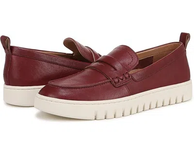 Vionic Uptown Loafer Women's Red Leather Round Toe Comfort Shoes Zogg975 In Burgundy