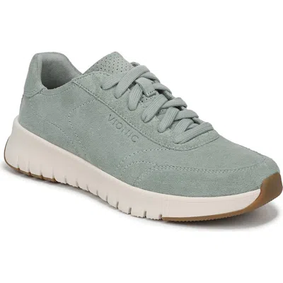 Vionic Uptown Metallic Suede Sneaker In Green