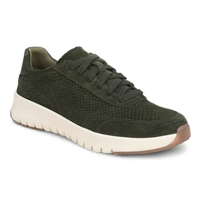 Vionic Uptown Sneaker In Olive Moss Snake Print Leather