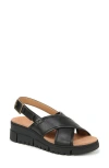 Vionic Uptown Sonoma Slingback Platform Wedge Sandal In Black