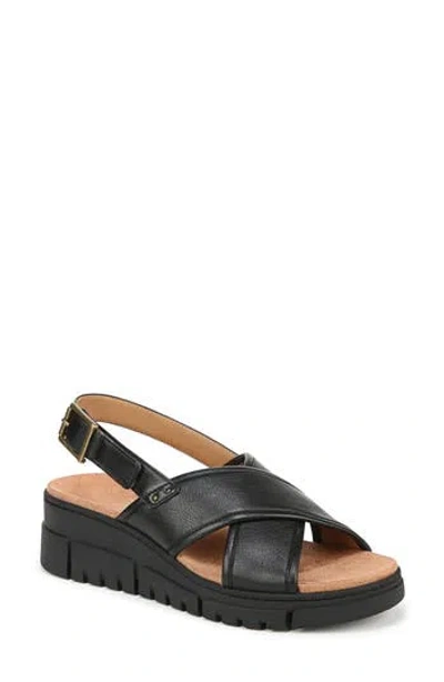 Vionic Uptown Sonoma Slingback Platform Wedge Sandal In Black