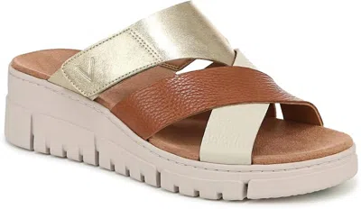 Vionic Uptown Sunset Wedge In Tan/gold