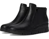 Vionic Uptown Sur Boots Women's Black Leather Wedge Heel Ankle Bootie Ver684 In Black