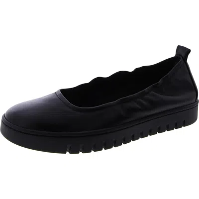Vionic Uptown Womens Cushioned Footbed Leather Ballet Flats In Black
