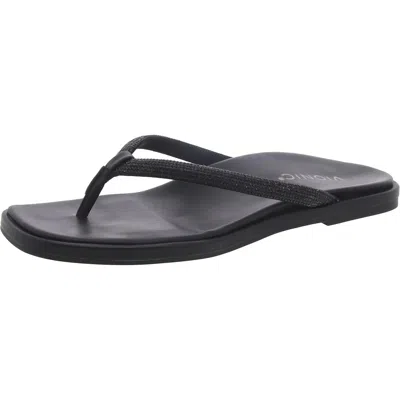 Vionic Vista Shine Womens Leather Slip On Thong Sandals In Black