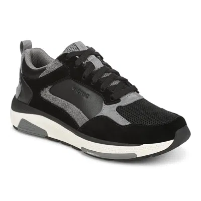 Vionic Walk Strider Weekender Sneaker In Black/slate Grey Leather/mesh