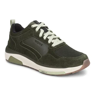 Vionic Walk Strider Weekender Sneaker In Olive Moss Snake Print Green Suede