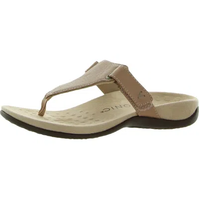 Vionic Wanda Womens Leather Thong Flip-flops In Neutral