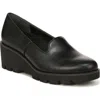 Vionic Willa Womens Faux Leather Lug Heel Wedge Heels In Black/black