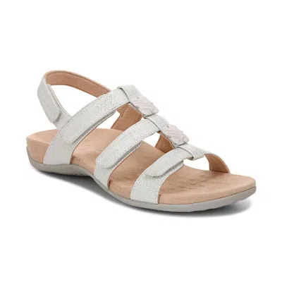 Vionic Women's Amber Adjustable Sandals In Silver/met/linen In Multi