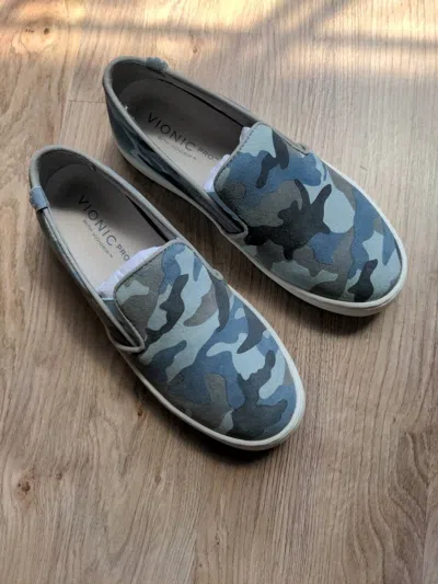 Vionic Women's Avery Camo Slip On Sneakers In Light Blue