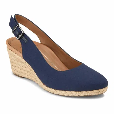Vionic Women's Carolina Slingback Wedge Shoes In Navy In Blue