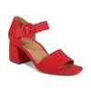 Vionic Chardonny Womens Leather Ankle Strap Block Heel In Red