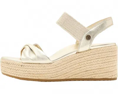 Vionic Women's Darla Espadrille Wedge Sandal In Gold Leather In Multi