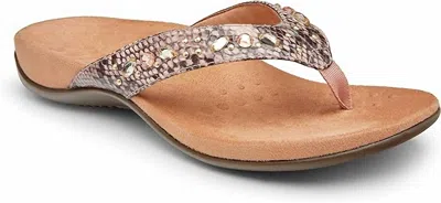 Vionic Women's Lucia Snake Thong Sandal In Camelia In Pink