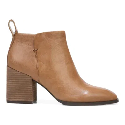 Vionic Women's Lyssa Distressed Leather Ankle Boot In Toffee In Brown