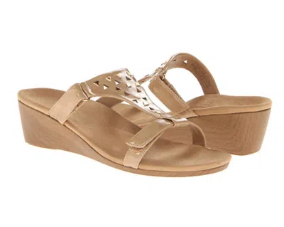 Vionic Women's Maggie Sandals In Camel Patent In Brown