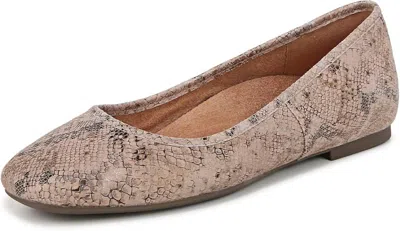 Vionic Women's Orinda Ballet Flat In Rose Pink Leather In Animal Print