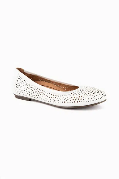 Vionic Women's Robyn Perforated Ballet Flat Shoes In White