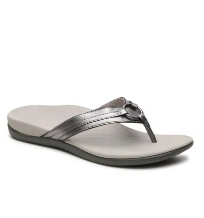 Vionic Women's Tide Aloe Orthotic Sandal - Medium Width In Pewter Metallic In Silver