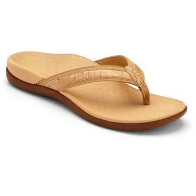 Vionic Women's Tide Ii Toe Post Sandal In Gold Cork