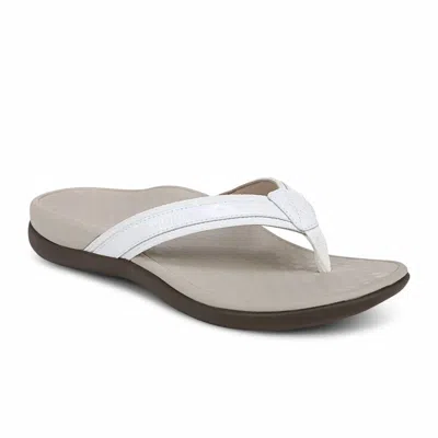 Vionic Women's Tide Orthotic Flip-flops In White Patent Webbing
