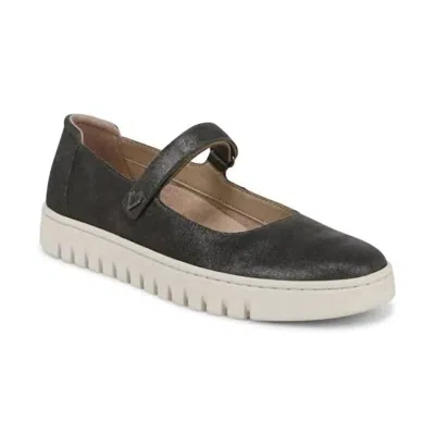 Vionic Women's Uptown Mary Jane Flat Shoes In Charcoal Shimmer Leather In Multi