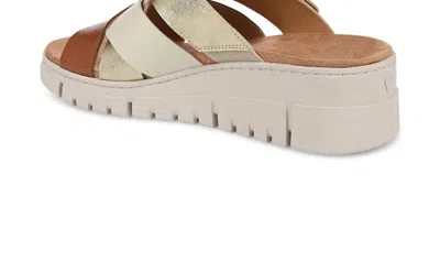 Vionic Women's Uptown Sunset Wedge Sandal In Tan/gold In Multi