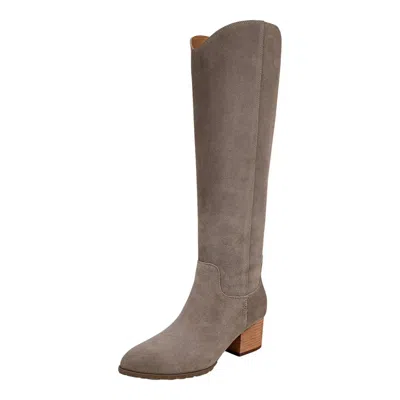 Vionic Women's  Bixby J3127l1020 Boots Stone Suede Block Heel Knee High Hawk2595 In Gray