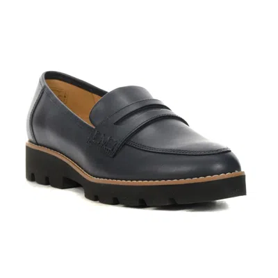 Vionic Women's  Cheryl Ii I7819l9401 Penny Loafers Navy Leather Shoes Hawk2340 In Black