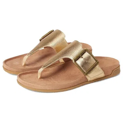VIONIC WOMEN'S VIONIC EMMA J5383L3700 SANDALS GOLD LEATHER ROUND TOE THONG HAWK934