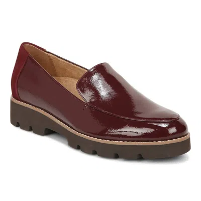 Vionic Women's  Kensley Loafer Us 7.5 Red Patent Leather Slip-on Shoes Khd2678 In Brown