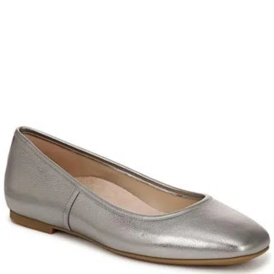 VIONIC WOMEN'S VIONIC ORINDA 2 BALLET FLAT SLIVER LEATHER SQUARE TOE SLIP-ON VER945