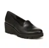 Vionic Willa Womens Faux Leather Lug Heel Wedge Heels In Black