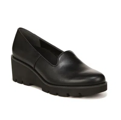 VIONIC WOMEN'S WILLA WEDGE SHOES IN BLACK LEATHER