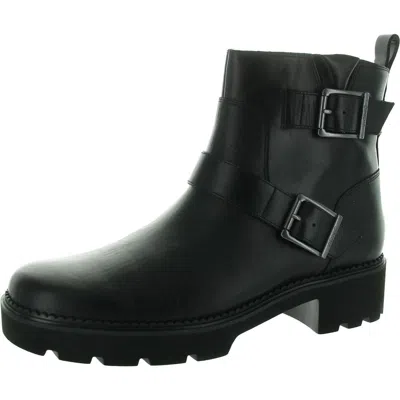 Vionic Womens Buckle Leather Booties In Black