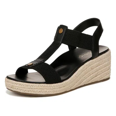 VIONIC WOMENS CALERA WEDGE SANDAL - BLACK LEATHER
