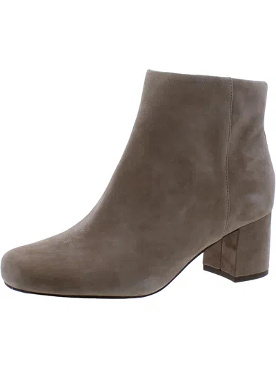Vionic Womens Leather Block Heel Ankle Boots In Brown