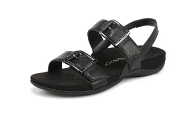 Vionic Womens Reese Slingbacks Heeled Sandal - Black Leather