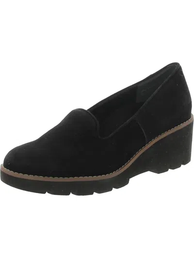 Vionic Willa Womens Suede Slip On Loafers In Black