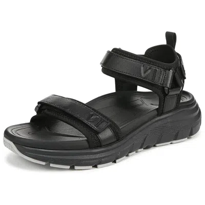 VIONIC WOMENS WALK MAX WANDERER SANDAL - BLACK LEATHER