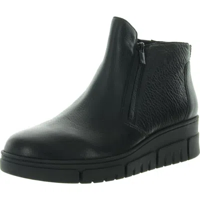 Vionic Womens Zipper Leather Ankle Boots In Black