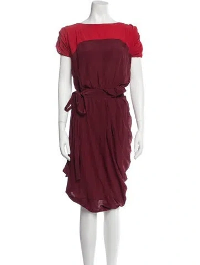 Pre-owned Vionnet Bateau Neckline Midi Length Dress In Burgundy