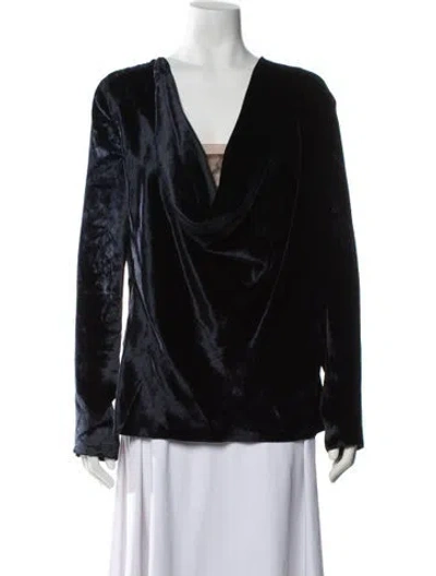 Pre-owned Vionnet Cowl Neck Long Sleeve Blouse In Black