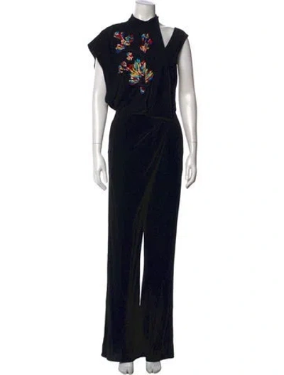Pre-owned Vionnet Graphic Print Mock Neck Jumpsuit In Black